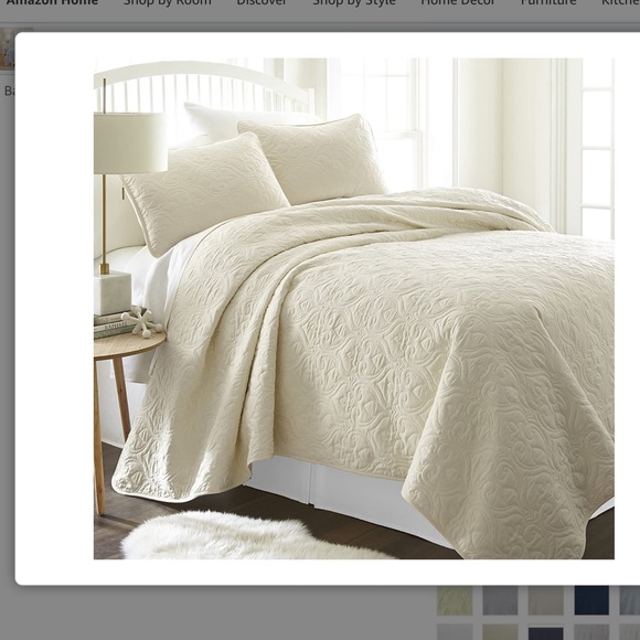IENJOY HOME Bedding Ienjoy Home Coverlet Set Queenfull Damask Ivory